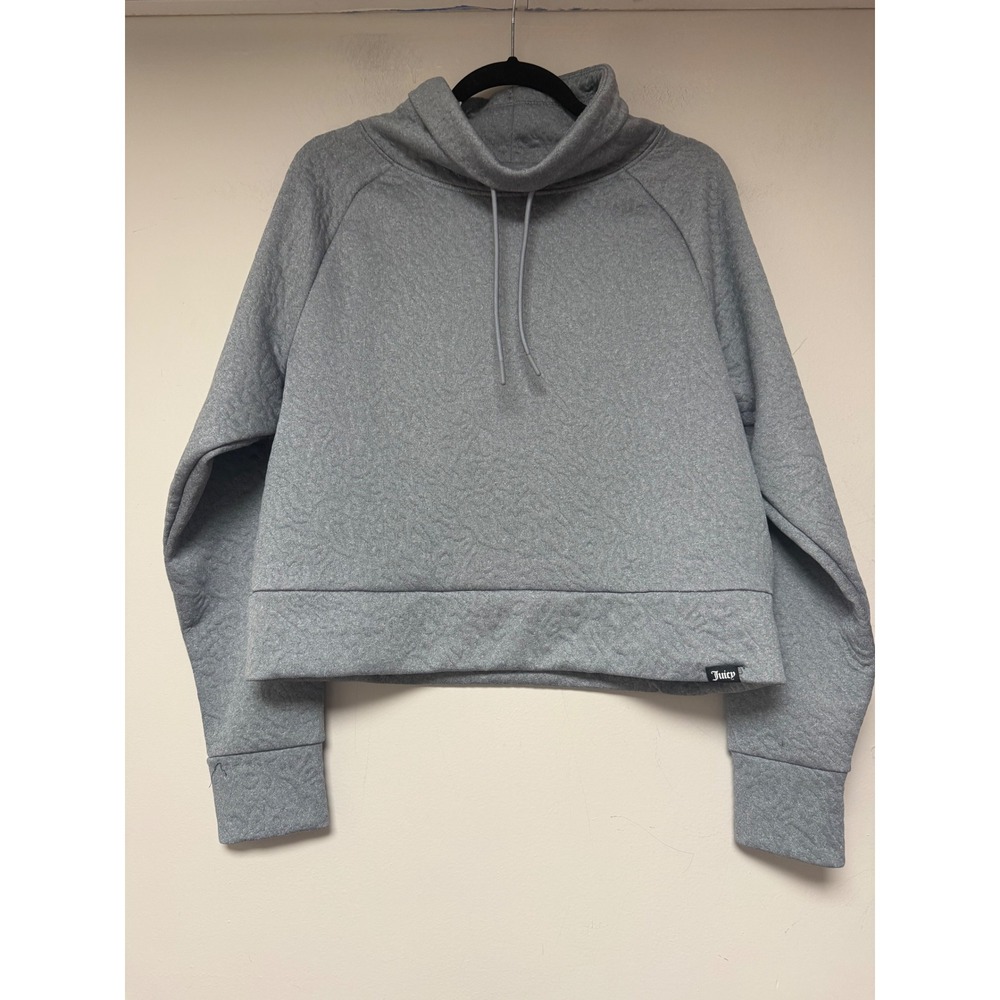 Juicy Couture Sport Gray Quilted‎ Textured Funnel Neck Sweatshirt Pullover M